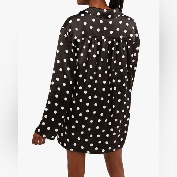 WeWoreWhat Caftan Oversized Polka Dot Shirtdress Black - Picture 2 of 6